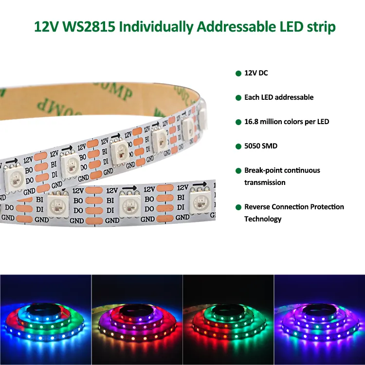 WS2815 12V RGB 30leds/M Led Strip By Hanron Lighting
