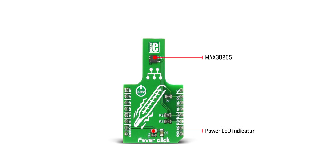 MIKROE Fever Click MAX30205 Human Body Temperature Sensor Board