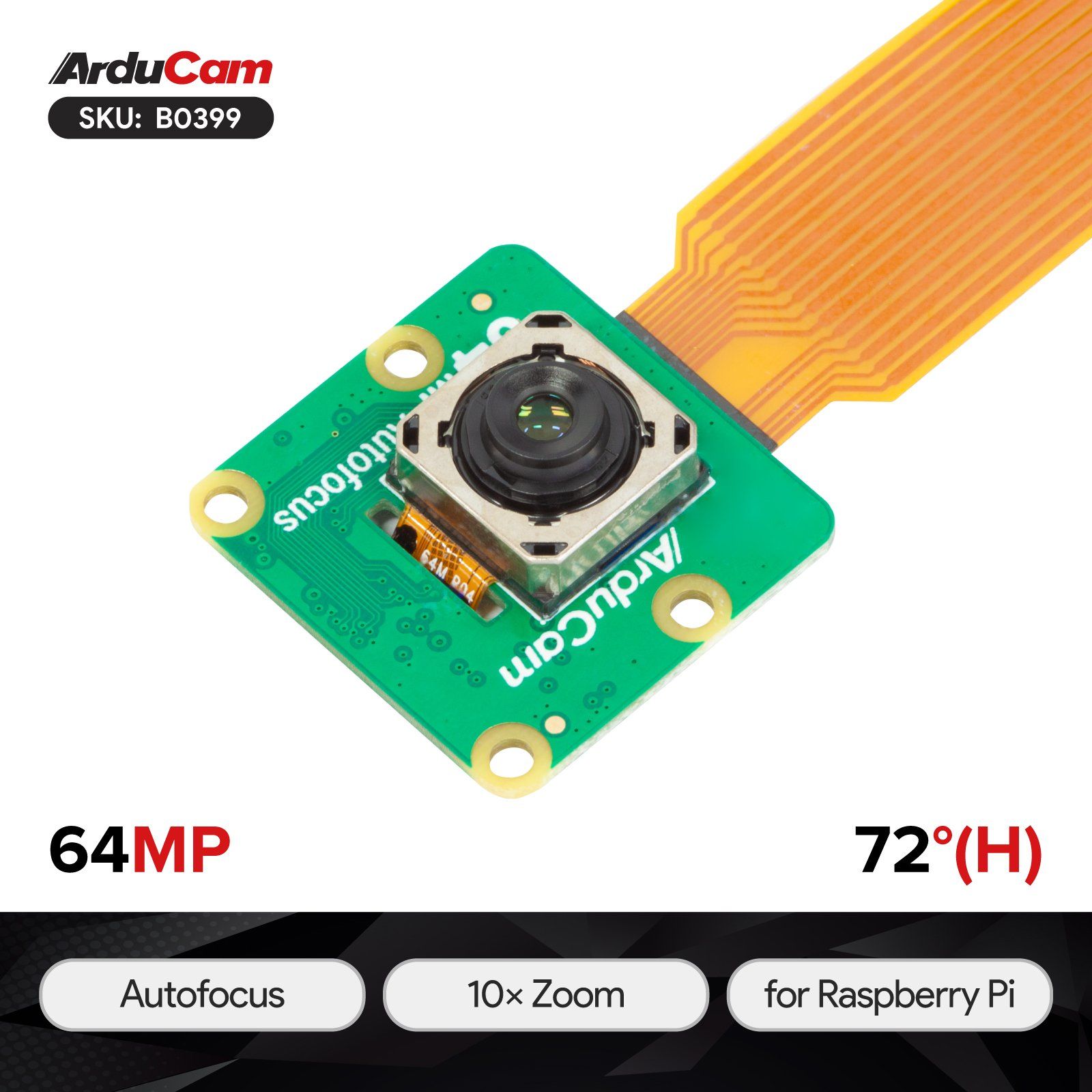 Arducam 64MP PDAF&CDAF Autofocus Camera for Raspberry Pi