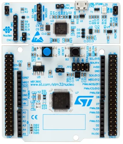 STM32 Nucleo-64 development board with STM32G071RB MCU, supports Arduino and ST morpho connectivity by STMicroelectronics